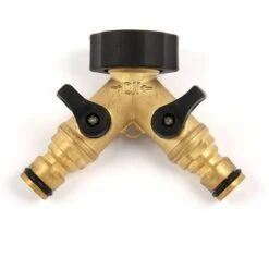 SOLDELA Nez De Robinet - Raccord Répartiteur Avec 2 Sorties Mâles - En Laiton - Jardin Ou Bricolage