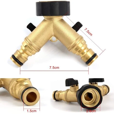 SOLDELA Nez De Robinet - Raccord Répartiteur Avec 2 Sorties Mâles - En Laiton - Jardin Ou Bricolage 6 SOLDELA Nez De Robinet - Raccord Répartiteur Avec 2 Sorties Mâles - En Laiton - Jardin Ou Bricolage – Image 4