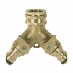 RIBIMEX Nez De Robinet Laiton à Double Circuits Avec Vanne D’arrêt