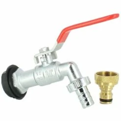 MULTICUVES Robinet Laiton Chromé 15 Mm + Nez 20X27 Pour Récupérateur Eau