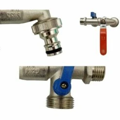 BRADAS Double Sortie Duo Jardin Extérieur Robinet Vanne Robinet 1/2 "x 3/4" X 3/4 "BSP Correspond Hozelock -Promos Raccord d'arrosage Magasin 25158836 3