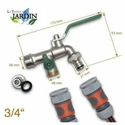 SUINGA Robinet De Jardin à Double Sortie De Qualité Supérieure 1/2 '' - 3/4 '' -Promos Raccord d'arrosage Magasin 27213088 3
