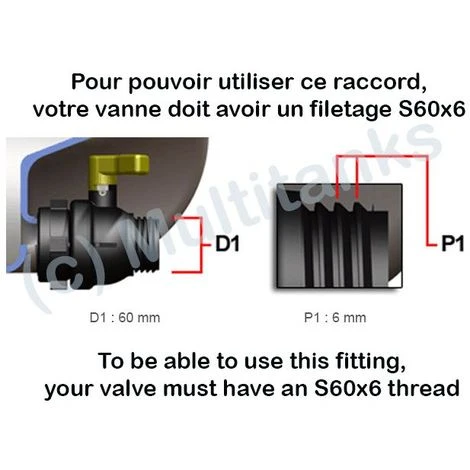 MULTITANKS Raccord S60x6 Avec Sortie Pression Coudée 32mm - 32mm 6 MULTITANKS Raccord S60x6 Avec Sortie Pression Coudée 32mm - 32mm – Image 4