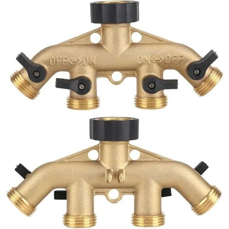 AIDUCHO Répartiteur De Tuyau 4 Voies En Laiton Massif Avec Vannes D'arrêt, Robinet Et Sorties 1,9 Cm, Peut Utiliser Jusqu'à 4 Tuyaux à La Fois. 4 AIDUCHO Répartiteur De Tuyau 4 Voies En Laiton Massif Avec Vannes D'arrêt, Robinet Et Sorties 1,9 Cm, Peut Utiliser Jusqu'à 4 Tuyaux à La Fois. – Image 2