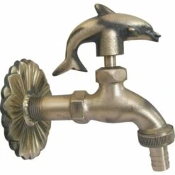 BRIDAY Robinet De Jardin Extérieur Décoratif Robinet De Tuyau D'eau En Laiton Rétro Fixé Au Mur Pour Tuyau De 1/2 "pouces, Dauphin