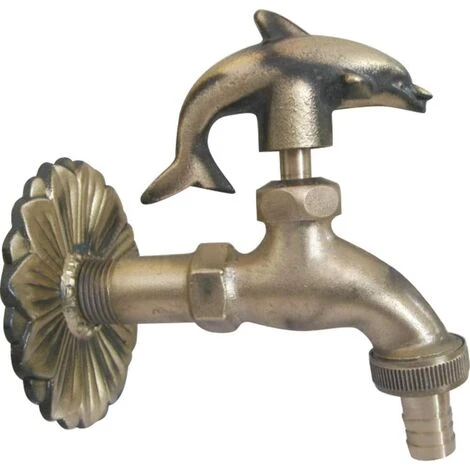 BRIDAY Robinet De Jardin Extérieur Décoratif Robinet De Tuyau D'eau En Laiton Rétro Fixé Au Mur Pour Tuyau De 1/2 "pouces, Dauphin 3 BRIDAY Robinet De Jardin Extérieur Décoratif Robinet De Tuyau D'eau En Laiton Rétro Fixé Au Mur Pour Tuyau De 1/2 "pouces, Dauphin