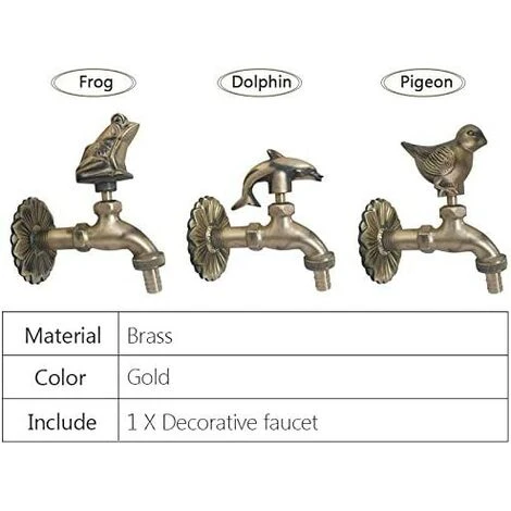 BRIDAY Robinet De Jardin Extérieur Décoratif Robinet De Tuyau D'eau En Laiton Rétro Fixé Au Mur Pour Tuyau De 1/2 "pouces, Dauphin 4 BRIDAY Robinet De Jardin Extérieur Décoratif Robinet De Tuyau D'eau En Laiton Rétro Fixé Au Mur Pour Tuyau De 1/2 "pouces, Dauphin – Image 2