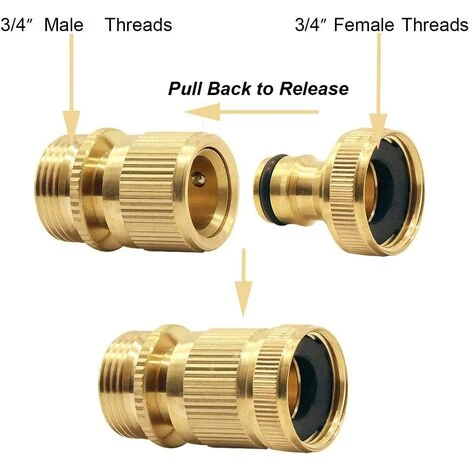 SUNFLOWER Garden Raccord Rapide En Laiton Massif Raccord Rapide En Laiton Massif Raccord De Tuyau D'Arrosage Raccord De Tuyau Pour Eau 3/4 Pouce GHT Robinet Et Spray 4 SUNFLOWER Garden Raccord Rapide En Laiton Massif Raccord Rapide En Laiton Massif Raccord De Tuyau D'Arrosage Raccord De Tuyau Pour Eau 3/4 Pouce GHT Robinet Et Spray – Image 2