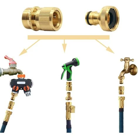 SUNFLOWER Garden Raccord Rapide En Laiton Massif Raccord Rapide En Laiton Massif Raccord De Tuyau D'Arrosage Raccord De Tuyau Pour Eau 3/4 Pouce GHT Robinet Et Spray 5 SUNFLOWER Garden Raccord Rapide En Laiton Massif Raccord Rapide En Laiton Massif Raccord De Tuyau D'Arrosage Raccord De Tuyau Pour Eau 3/4 Pouce GHT Robinet Et Spray – Image 3