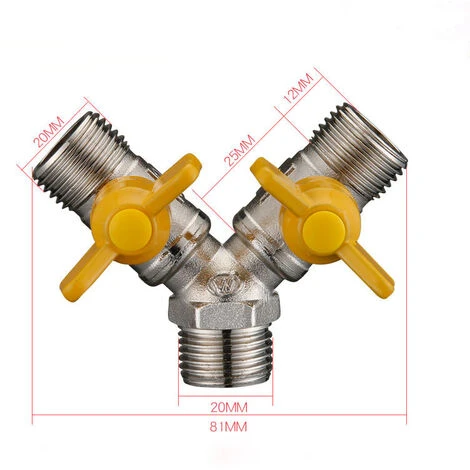 ELLE Connecteur De Tuyau Robinet De Gaz Diviseur De Tuyau Double Laiton - 2 Voies 4 ELLE Connecteur De Tuyau Robinet De Gaz Diviseur De Tuyau Double Laiton - 2 Voies – Image 2