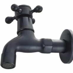 TINOR Robinet Vintage Pour Eau Froide Avec Monocommande Interface G1/2 - Robinet De Vadrouille Mural Pour Lavabo Salle De Bain(Noir)