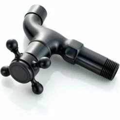 TINOR Robinet Vintage Pour Eau Froide Avec Monocommande Interface G1/2 - Robinet De Vadrouille Mural Pour Lavabo Salle De Bain(Noir) -Promos Raccord d'arrosage Magasin 52691988 3