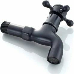 TINOR Robinet Vintage Pour Eau Froide Avec Monocommande Interface G1/2 - Robinet De Vadrouille Mural Pour Lavabo Salle De Bain(Noir) -Promos Raccord d'arrosage Magasin 52691988 4