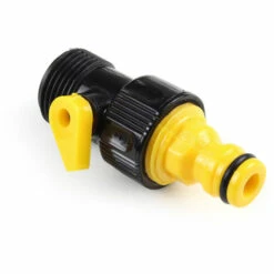 WILTEC Raccord Par Clic Accouplement De Tuyau 15mm (1/2") Filetage Extérieur 26mm (3/4") Robinet D'arrêt