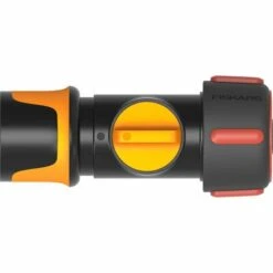 Fiskars Raccord De Tuyau, Avec Vanne ON/OFF, Points De Contact SoftGrip, Taille Universelle, Ø 1,9 Cm (3/4''), 80 G, Noir/orange/rouge, 1027087