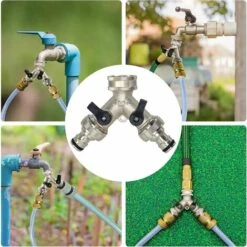 ZHUOXUAN Tuyau D'arrosage Splitter, 2 Voies Robinet De Jardin Robinet 3/4" Y Raccord De Tuyau Pour Robinet D'extérieur Avec Connecteurs Et Rondelles -Promos Raccord d'arrosage Magasin 55488337 5
