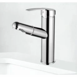 LUCKY-88 Robinet De Lavabo Chaud Et Froid Deux-en-un Entièrement En Cuivre Noir Extractible (A1 Tiroir Rond Noir (A5 Miroir Rond Extractible [eau Unique / Acier Inoxydable Qualité Village])