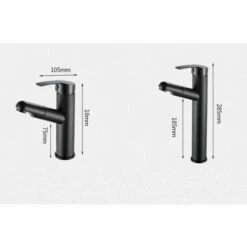 LUCKY-88 Robinet De Lavabo Chaud Et Froid Deux-en-un Entièrement En Cuivre Noir Extractible (A1 Tiroir Rond Noir (A5 Miroir Rond Extractible [eau Unique / Acier Inoxydable Qualité Village]) -Promos Raccord d'arrosage Magasin 56329775 5