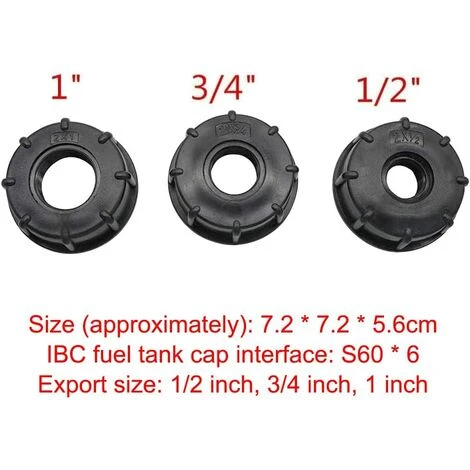 ROSIER 3PCS IBC Bouchon De Réservoir Plastique Adaptateurs En S60x6 Raccord Rapide Et Pour Réservoir D'eau 1/2 ' 3/4 ' 1 ' Connecteur Joints Filetés En Adaptateurs Pour Le Jardin De La Maison-Noir ——VEBTles 4 ROSIER 3PCS IBC Bouchon De Réservoir Plastique Adaptateurs En S60x6 Raccord Rapide Et Pour Réservoir D'eau 1/2 ' 3/4 ' 1 ' Connecteur Joints Filetés En Adaptateurs Pour Le Jardin De La Maison-Noir ——VEBTles – Image 2