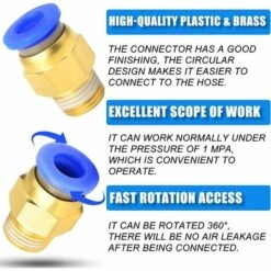 BEARSU 2 Pcs 6mm Tube OD X 1/8 BSP Mâle Droit Push To Connect Raccords (PC6-01) 10 BEARSU 2 Pcs 6mm Tube OD X 1/8 BSP Mâle Droit Push To Connect Raccords (PC6-01) -Promos Raccord d'arrosage Magasin 58463324 4