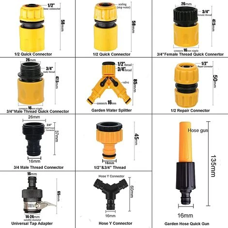 ALMI Lot De 20 Connecteur De Raccord Tuyau D'arrosage,Adaptateur Robinet Tuyau Arrosage,Séparateur De Tuyau En Y, Connecteur De Robinet Universel, Etc. 4 ALMI Lot De 20 Connecteur De Raccord Tuyau D'arrosage,Adaptateur Robinet Tuyau Arrosage,Séparateur De Tuyau En Y, Connecteur De Robinet Universel, Etc. – Image 2