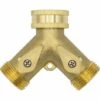 AOUGO Distributeur En Y à 2 Voies 10964, 3/4" Mâle, Laiton, Avec Robinets D'arrêt
