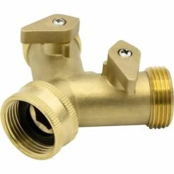 AOUGO Distributeur En Y à 2 Voies 10964, 3/4" Mâle, Laiton, Avec Robinets D'arrêt -Promos Raccord d'arrosage Magasin 58574984 3