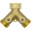 AOUGO 10964 Distributeur En Y 2 Voies, 3/4" Mâle, Laiton, Avec Vannes D'arrêt -Promos Raccord d'arrosage Magasin 58575486 1