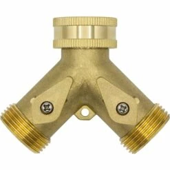 AOUGO 10964 Distributeur En Y 2 Voies, 3/4" Mâle, Laiton, Avec Vannes D'arrêt