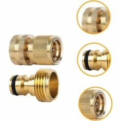 BEARSU Connecteur De Robinet 3/4 Pouces Kit De Raccordement De Tuyau D'arrosage,Tuyau D'arrosage De Connexion De Robinet Connecteur Rapide En Laiton à Filetage （2 Paire） -Promos Raccord d'arrosage Magasin 58679064 2