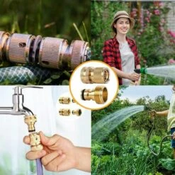 BEARSU Connecteur De Robinet 3/4 Pouces Kit De Raccordement De Tuyau D'arrosage,Tuyau D'arrosage De Connexion De Robinet Connecteur Rapide En Laiton à Filetage （2 Paire） -Promos Raccord d'arrosage Magasin 58679064 4