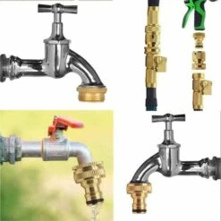 BEARSU Connecteur De Robinet 3/4 Pouces Kit De Raccordement De Tuyau D'arrosage,Tuyau D'arrosage De Connexion De Robinet Connecteur Rapide En Laiton à Filetage （2 Paire） -Promos Raccord d'arrosage Magasin 58679064 5