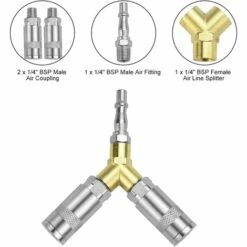 ALMI Raccord Rapide Pneumatique Connecteur Raccord 3 Voies Air Comprimé Raccord Rapide Pneumatique 1/4" Y Pièce Raccord Rapide Compresseur Pneumatique Pour Tuyau D'air De Compresseur, 13 * 12cm -Promos Raccord d'arrosage Magasin 58760862 2