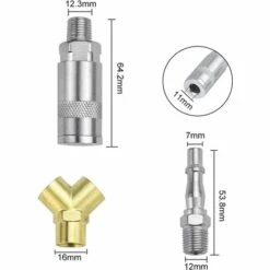 ALMI Raccord Rapide Pneumatique Connecteur Raccord 3 Voies Air Comprimé Raccord Rapide Pneumatique 1/4" Y Pièce Raccord Rapide Compresseur Pneumatique Pour Tuyau D'air De Compresseur, 13 * 12cm -Promos Raccord d'arrosage Magasin 58760862 4