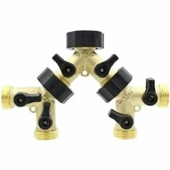 FLYME Tuyau D'arrosage En Laiton Avec Connecteur Y Vanne Y Valve Connecteur Tuyau De Jardin Poignée Confort Robinet De Sortie De Robinet Avec 2 Vannes Indépendantes On/off -Promos Raccord d'arrosage Magasin 58847061 2