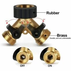 FLYME Tuyau D'arrosage En Laiton Avec Connecteur Y Vanne Y Valve Connecteur Tuyau De Jardin Poignée Confort Robinet De Sortie De Robinet Avec 2 Vannes Indépendantes On/off -Promos Raccord d'arrosage Magasin 58847061 4