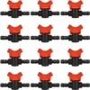 TINOR 12 PCS Robinet De Jardin Pour Tuyau, Tuyau Vanne D'irrigation 16 * 16mm Robinet D'arrêt Raccord En Plastique Pour Le Contrôle Extérieur De La Vanne D'eau De Jardin (Noir + Rouge) -Promos Raccord d'arrosage Magasin 59146153 1