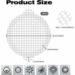 ZOLGINAH 30 Pcs Collecteur De Cheveux,Filtre Évier De Cuisine,Filtre Drain De Douche,Attrape Cheveux Douche,Filtre Cheveux Douche De Tissu Non Tissé Pour évier De Douche,Douche,Baignoire（Diamètre : 9cm) -Promos Raccord d'arrosage Magasin 59346310 5