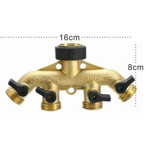 ILOVEMILAN Distributeur D'eau à 4 Voies En Laiton. Robinet Séparateur De Tuyau D'arrosage 4 ILOVEMILAN Distributeur D'eau à 4 Voies En Laiton. Robinet Séparateur De Tuyau D'arrosage – Image 2