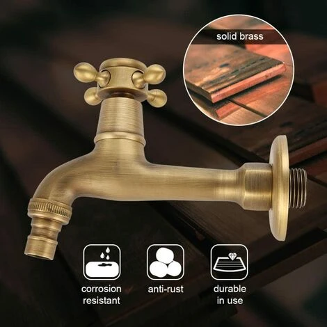 Cisea Robinet De Jardin Robinet Machine à Laver Robinet D'eau En Laiton Massif Vintage Robinet Mural Robinets D'évier De Cuisine Mitigeur Filetage D'Entrée G 4/ 6 (Long) 5 Cisea Robinet De Jardin Robinet Machine à Laver Robinet D'eau En Laiton Massif Vintage Robinet Mural Robinets D'évier De Cuisine Mitigeur Filetage D'Entrée G 4/ 6 (Long) – Image 3