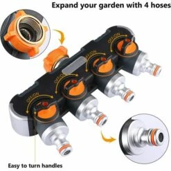 DENUOTOP Pièces Et Raccords Arrosage Distributeur 4 Voies, Repartiteur Arrosage De Tuyau, Débit D'eau Réglable Et Verrouillable, Distributeur Pour L'irrigation Du Jardin (Fil Européen 3/4) -Promos Raccord d'arrosage Magasin 60006983 2