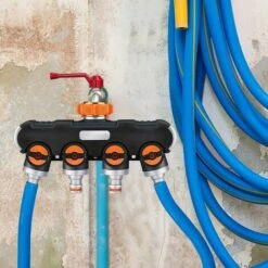 DENUOTOP Pièces Et Raccords Arrosage Distributeur 4 Voies, Repartiteur Arrosage De Tuyau, Débit D'eau Réglable Et Verrouillable, Distributeur Pour L'irrigation Du Jardin (Fil Européen 3/4) -Promos Raccord d'arrosage Magasin 60006983 5