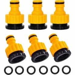 MINKUROW 6 Pièces 2 En 1 Adaptateur Raccord Connexion Nez De Robinet 1/2" Et 3/4" Vers Connecteur Rapide Pour Tuyau D'arrosage Jaune