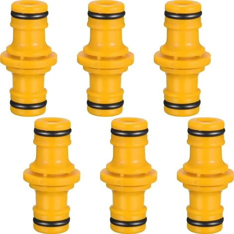 AOUGO 6 Pièces Double Connecteur De Tuyaux Mâles Raccords De Tuyaux Pour Rejoignez Le Tube De Tuyaux De Jardin (Jaune) 3 AOUGO 6 Pièces Double Connecteur De Tuyaux Mâles Raccords De Tuyaux Pour Rejoignez Le Tube De Tuyaux De Jardin (Jaune)