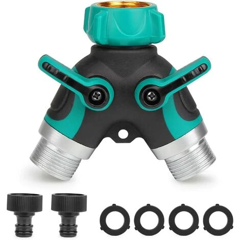 AOUGO Distributeur à 2 Voies Séparateur De Tuyau Y-Distributeur 3/4” Raccord Tuyau D'arrosage Avec 2 Sorties Vannes 26,5 Mm Débit D'eau Réglable Et Verrouillable 2 Connecteurs Et 4 Rondelles 4 AOUGO Distributeur à 2 Voies Séparateur De Tuyau Y-Distributeur 3/4” Raccord Tuyau D'arrosage Avec 2 Sorties Vannes 26,5 Mm Débit D'eau Réglable Et Verrouillable 2 Connecteurs Et 4 Rondelles – Image 2