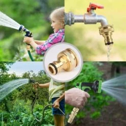 AOUGO 2 Pièces Connecteur De Robinet En Laiton Jardin, Accessoires De Connecteur De Tuyau D'Arrosage Connecteur De Tuyau D'Eau 3/4 Pouce, Adapté Au Robinet De Tuyau D'Arrosage, Arroseur De Pelouse -Promos Raccord d'arrosage Magasin 60282336 3