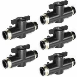 FR-LIFE BR-Vie 5 Pièces 6mm OD Vanne à Boisseau Sphérique Pneumatique, Raccords De Vanne De Commande à Pousser (connecteurs BUC6)