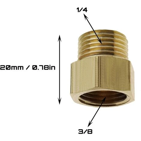 ROSIER Lot De 4 Raccords De Conversion En Laiton Femelle 3/8" Vers 1/4" Mâle Pour Air Eau Gaz Carburant——VEBTles 4 ROSIER Lot De 4 Raccords De Conversion En Laiton Femelle 3/8" Vers 1/4" Mâle Pour Air Eau Gaz Carburant——VEBTles – Image 2
