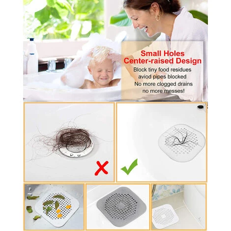 TANCYCO Attrape-drain De Cheveux, Couvercle De Vidange Carré Pour Bouchon De Douche En Silicone Avec Ventouse, Costume Facile à Installer Pour Salle De Bain, Baignoire, Cuisine Lot De 4 (gris) 5 TANCYCO Attrape-drain De Cheveux, Couvercle De Vidange Carré Pour Bouchon De Douche En Silicone Avec Ventouse, Costume Facile à Installer Pour Salle De Bain, Baignoire, Cuisine Lot De 4 (gris) – Image 3