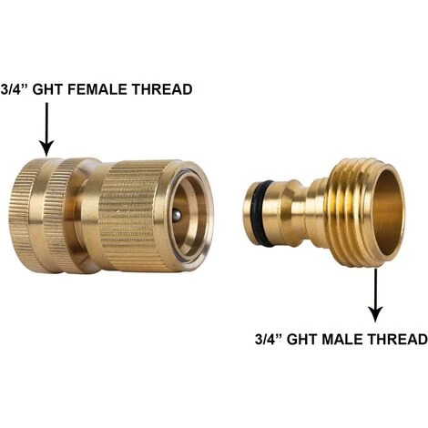 RHAFAYRE Tuyau D'arrosage é Connexion Rapide En Laiton Massif Raccord Rapide Raccord De Tuyau D'arrosage Raccords De Tuyau D'eau Débranchement De Tuyau D'arrosage 3/4" GHT (2 Jeux) (2 Femelles + 2 Méles) 4 RHAFAYRE Tuyau D'arrosage é Connexion Rapide En Laiton Massif Raccord Rapide Raccord De Tuyau D'arrosage Raccords De Tuyau D'eau Débranchement De Tuyau D'arrosage 3/4" GHT (2 Jeux) (2 Femelles + 2 Méles) – Image 2
